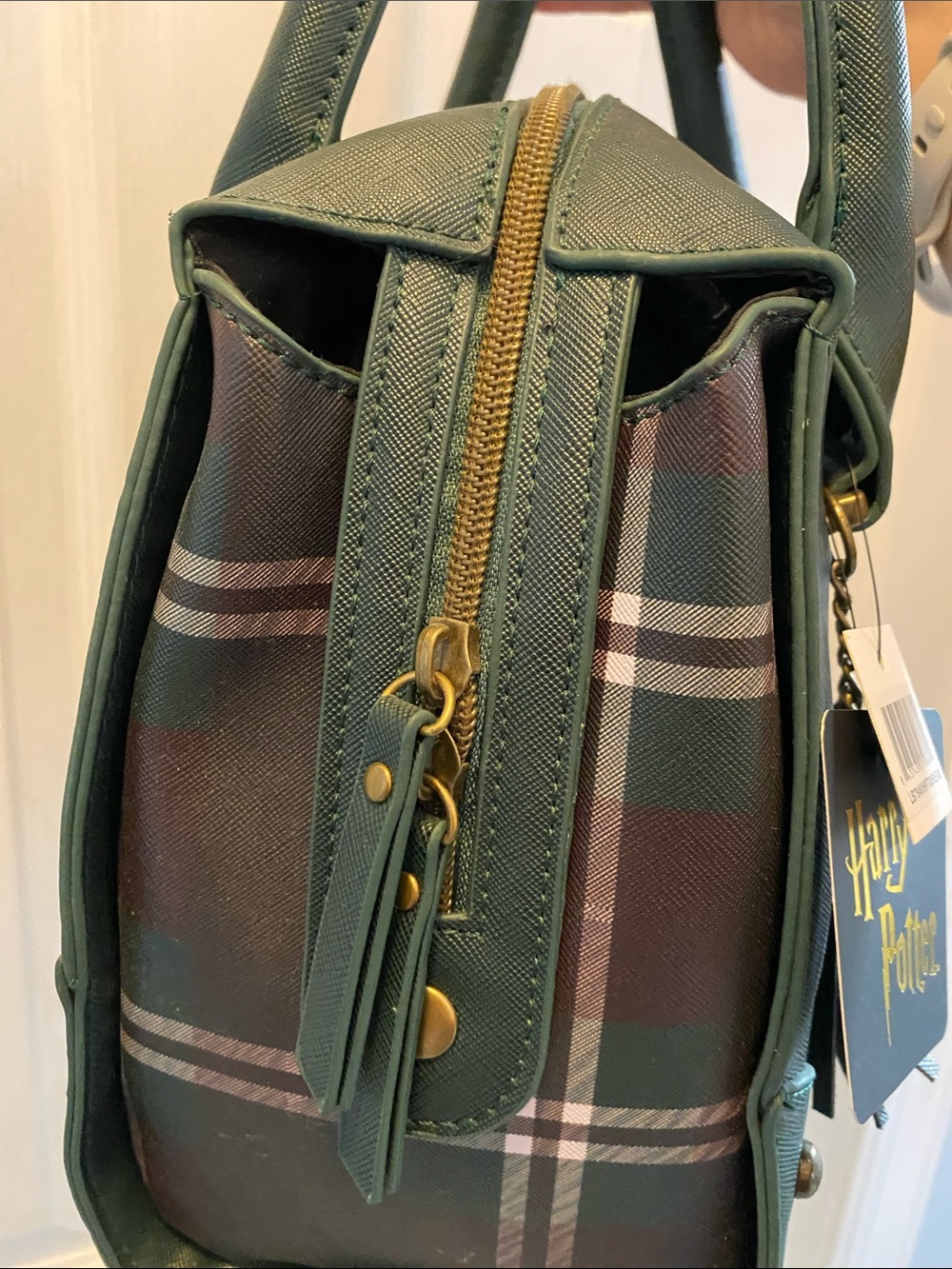 Warner Bros. Slytherin Dark Green Satchel with Gold Crest - Picture 3 of 7